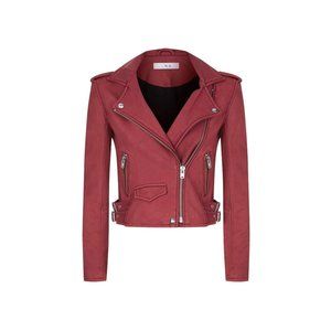 IRO Ashville Leather Jacket Burgundy Red FR 42